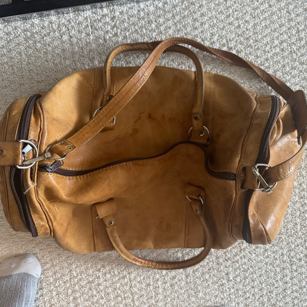 Tan Leather Duffel Bag